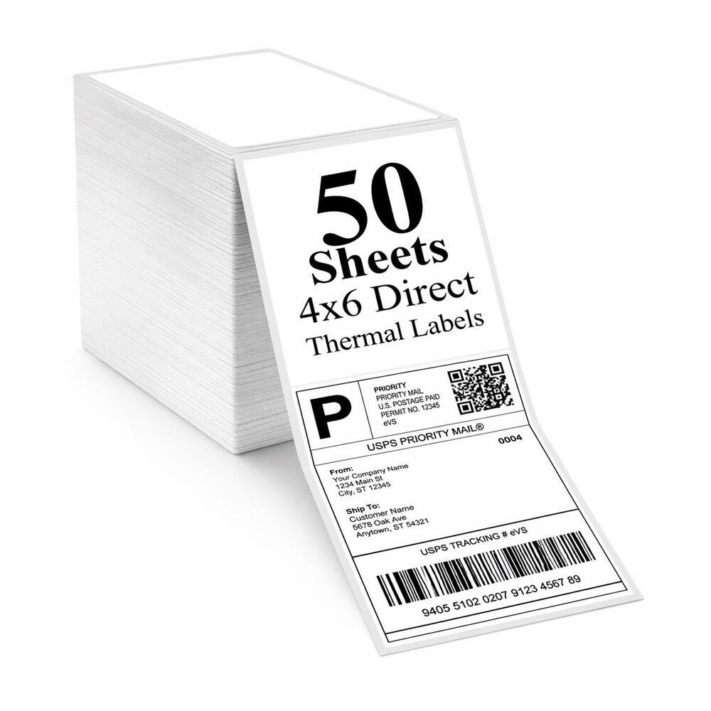 LABELS 4X6 DIRECT THERMAL 50 SHEETS SHIPPING LABEL STACK SELF ADHESIVE